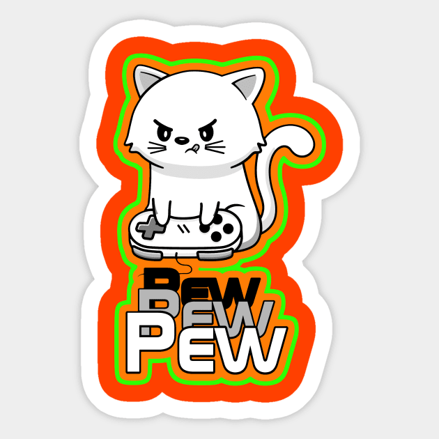 Cute Gamer Cat Sticker by AlondraHanley